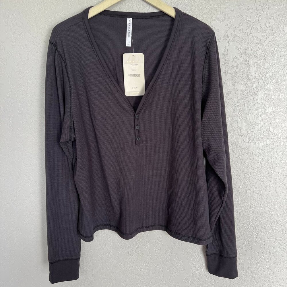 NWT Fabletics Long-Sleeve Waffle Henley 4x